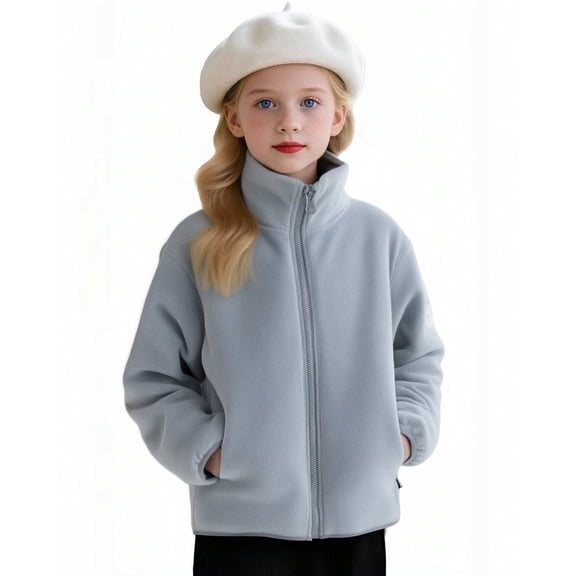 Balabala Kids Sherpa Fleece Jacket, Full Zip Long Sleeve Warm Coat with Pockets for Toddlers and Kids