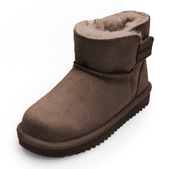 Balabala Kids Winter Snow Boots, Warm Waterproof Boots for Boys & Girls, Suede Faux Fur Lined Outdoor Shoes