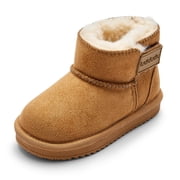 Balabala Toddler Snow Boots Winter Boots for Girls Water Resistance Boys Boots Kids Boots Solid Suede Boots Warm Lightweight