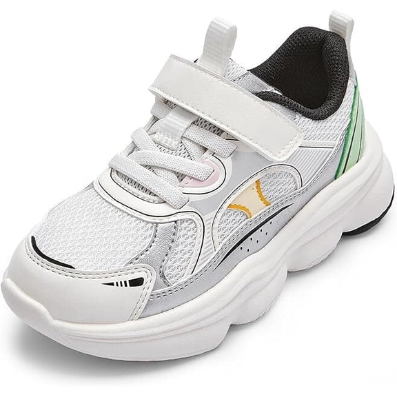 Balabala White Girls Sneakers Boys Sneakers Kids Sneakers Tennis Shoes School Shoes Lightweight Running Athletic Shoes