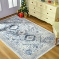 thumbnail image 1 of Balacho Boho Vintage Oriental Faux Wool Area Rug, 6' x 9', Dark Blue, 1 of 7