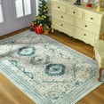 thumbnail image 1 of Balacho Boho Vintage Oriental Faux Wool Area Rug, 6' x 9', Green, 1 of 7