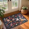 thumbnail image 1 of Balacho Cozy Bohemian Style Floral Design Faux Wool Area Rug, 2' x 3', Black, 1 of 7