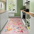 thumbnail image 1 of Balacho Cozy Bohemian Style Floral Design Faux Wool Area Rug, 2' x 6', Pink, 1 of 7