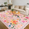 thumbnail image 1 of Balacho Cozy Bohemian Style Floral Design Faux Wool Area Rug, 5' x 7', Pink, 1 of 7