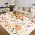 thumbnail image 1 of Balacho Cozy Bohemian Style Floral Design Faux Wool Area Rug, 6' x 9', Beige, 1 of 7