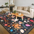 thumbnail image 1 of Balacho Cozy Bohemian Style Floral Design Faux Wool Area Rug, 6' x 9', Black, 1 of 7