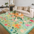 thumbnail image 1 of Balacho Cozy Bohemian Style Floral Design Faux Wool Area Rug, 6' x 9', Green, 1 of 7