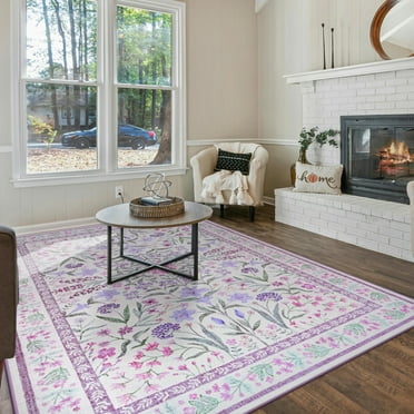 Balacho Cozy Boho Vintage Floral Area Rug, 5' x 8', Purple