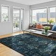thumbnail image 1 of Balacho Farmhouse Floral Bohemian Faux Wool Area Rug, 6' x 9', Dark Blue, 1 of 8