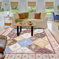 thumbnail image 1 of Balacho Floral Mosaic Boho Patchwork Quilted Faux Wool Area Rug, 5' x 8', Brown, 1 of 8
