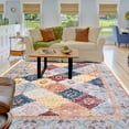 thumbnail image 1 of Balacho Floral Mosaic Boho Patchwork Quilted Faux Wool Area Rug, 5' x 8', Orange, 1 of 8