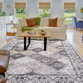 thumbnail image 1 of Balacho Floral Mosaic Boho Patchwork Quilted Faux Wool Area Rug, 6' x 9', Gray, 1 of 8