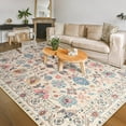 thumbnail image 1 of Balacho Floral Pattern Oriental Boho Faux Wool Area Rug, 5' x 7', Beige, 1 of 8
