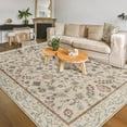 thumbnail image 1 of Balacho Floral Pattern Oriental Boho Faux Wool Area Rug, 6' x 9', Beige, 1 of 8