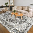 thumbnail image 1 of Balacho Floral Pattern Oriental Boho Faux Wool Area Rug, 8' x 10', Dark Gray, 1 of 8