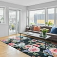thumbnail image 1 of Balacho Modern Floral Design Boho Faux Wool Area Rug,5' x 8', Black, 1 of 8