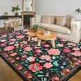 thumbnail image 1 of Balacho Soft Flannel Rustic Floral Area Rug, 9' x 12', Black, 1 of 8