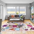 thumbnail image 1 of Balacho Soft Texture Modern Hand-Painted Watercolor Floral Area Rug, 6' x 9', Blush Pink, 1 of 8
