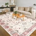 thumbnail image 1 of Balacho Soft Vintage Boho Floral Patterned Neutral Medallion Faux Wool Area Rug, 6' x 9', Pink, 1 of 8