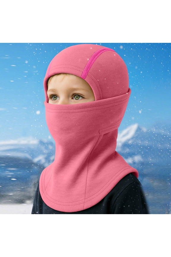 Balacla14x10.6" Balaclava Fleece Cover Winter Warmer Ski Hood Thermal Cold Weather Gear Windproof Head/Wrap for Boys Girls Outdoor Snow Cycling,Hot Pink