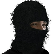COOLZU Balaclava Distressed Knitted Full Face Ski Mask Winter Windproof Neck Warmer for Men Women One Size Fits All