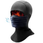 Fleece Balaclava Ski Mask for Men Windproof Cold Weather Face Mask Winter Gear with Storage Pouch Black