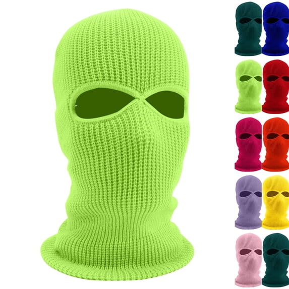 Balaclava Face Mask 2-Hole for Cold Weather, Winter Ski Mask for Men and Women Thermal Cycling Mask Fluorescence Yellow One Size