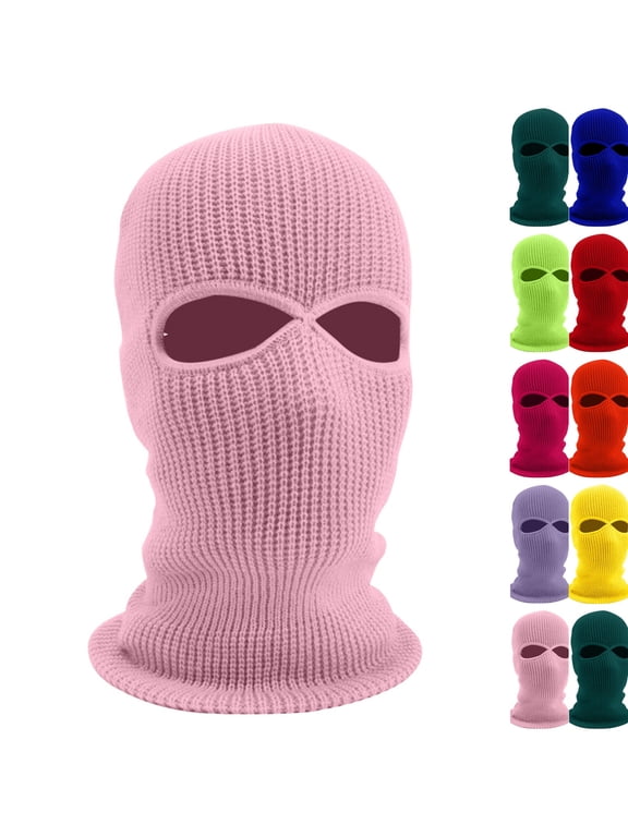 Balaclava Face Mask 2-Hole for Cold Weather, Winter Ski Mask for Men and Women Thermal Cycling Mask Pink One Size