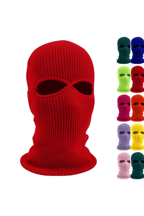 Balaclava Face Mask 2-Hole for Cold Weather, Winter Ski Mask for Men and Women Thermal Cycling Mask Red One Size