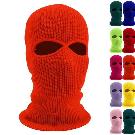 Balaclava Face Mask 2-Hole for Cold Weather, Winter Ski Mask for Men and Women Thermal Cycling Mask Saffron One Size