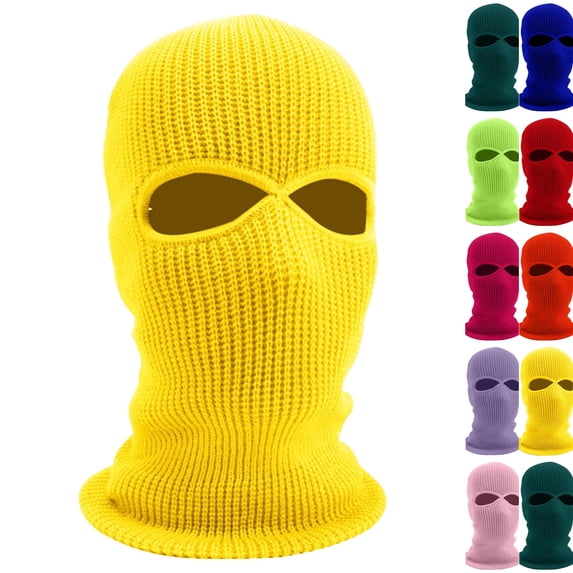 Balaclava Face Mask 2-Hole for Cold Weather, Winter Ski Mask for Men and Women Thermal Cycling Mask Yellow One Size
