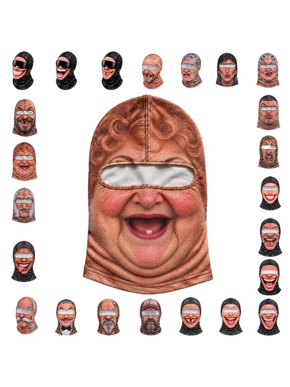 Balaclava Face Mask, 3D Funny Ski Face Mask Lightweight Breathable UV Sun Protection Full Head Cover for Skiing Cycling Motorcycle Fishing Hunting Halloween Sports