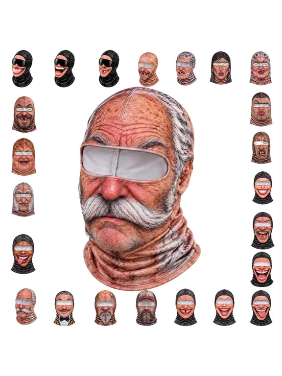 Balaclava Face Mask, 3D Funny Ski Mask Lightweight Breathable UV Sun Protection Full Head Cover for Skiing Cycling Motorcycle Fishing Hunting Halloween Sports