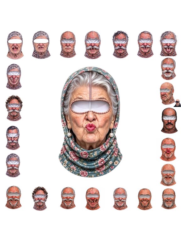 Balaclava Face Mask, 3D Funny Ski Face Mask Lightweight Breathable UV Sun Protection Full Head Cover for Skiing Cycling Motorcycle Fishing Hunting Halloween Sports