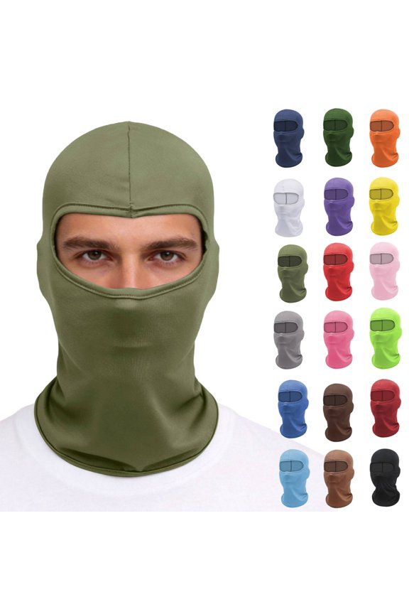 Balaclava Face Mask Adjustable Windproof UV Protection Hood Army Green