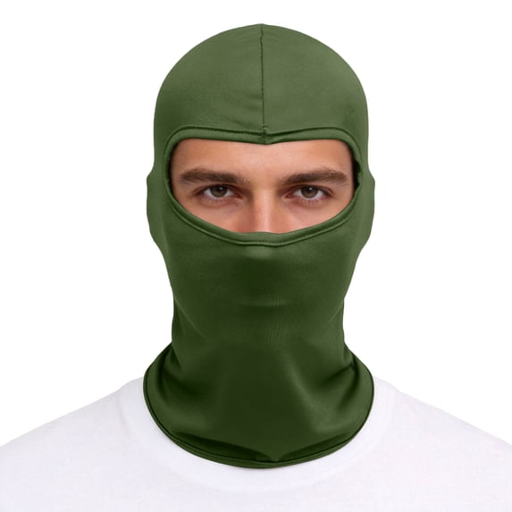 Balaclava Face Mask Adjustable Windproof UV Protection Hood Dark Green