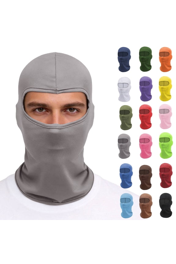 Balaclava Face Mask Adjustable Windproof UV Protection Hood Light Gray