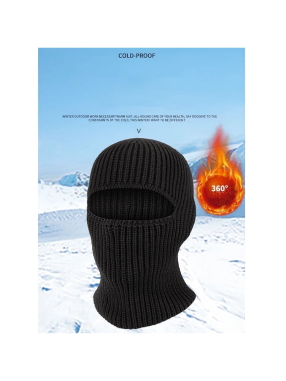 Balaclava Face Mask Beanie Hats, 2 in 1Thermal Winter Ski Mask Knitted Beanie for Men Women Full Face Ski Mask Face Cover