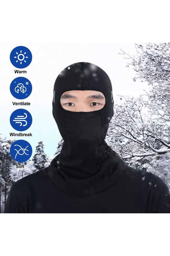 Balaclava Face Mask, Fleece Material, Wind-Blocking insulation, Outdoor Activities, Winter Cold Weather, Solid Black, one Size Fits Most, 1 Pc