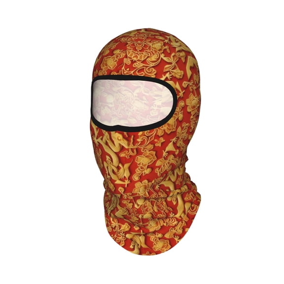 Balaclava Full Face Mask Ski Mask Fragment Of Red Chinese Silk Sun Protection Cover Motorcycle Full Face Mask For Men Women Outdoor Sports
