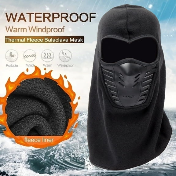 Balaclava Full Face Mask Unisex Winter Fleece Windproof Ski Mask Warm Ninja Mask, Black