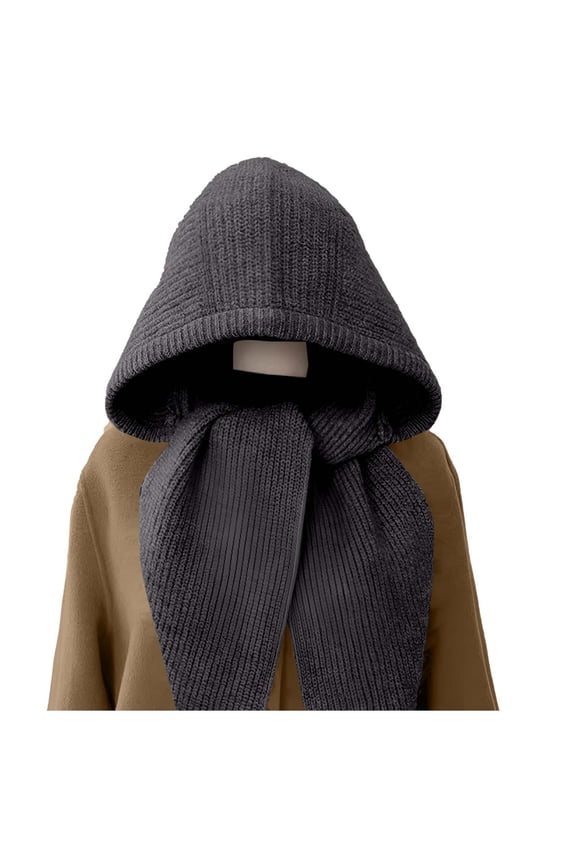 Balaclava Hat for Women Warm Ear Neck Hooded Scarf Hat Tie Fashionable Knit Skull Cap Solid Cold Weather Hats