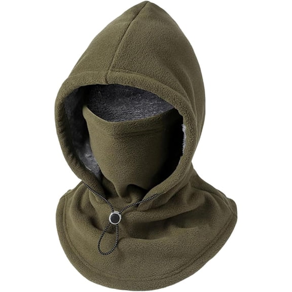 Balaclava Heavyweight Fleece Cold Weather Face and Neck Mask Men Women Winter Skiing Masks Outdoor Windproof Warm Hats (Green)
