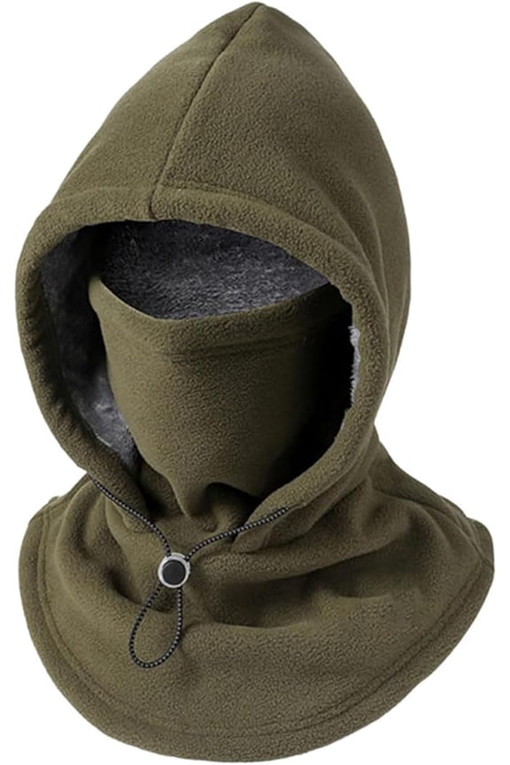Balaclava Heavyweight Fleece Cold Weather Face and Neck Mask Men Women Winter Skiing Masks Outdoor Windproof Warm Hats (Green)