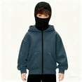 thumbnail image 1 of Balaclava Hoodie for Boys Girls Kids Windproof Zip up Ski Mask Tops Oversized Full Zipper Hooded Sweatshirt Jacket New Girl Tops Trendy Navy 14-15 Years, 1 of 5