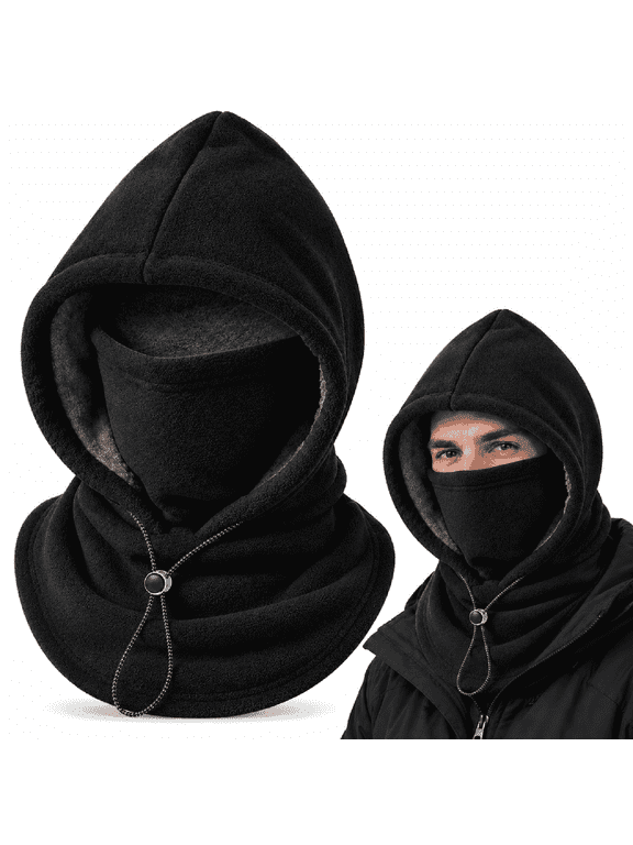 Balaclava Hoodie One Piece Hat Flannel Warm Mask 3-in-1 Winter Fleece, Double-Layer Cold-Weather Covering Combines Head Face And Neck Protection For Commuting Ski Trips