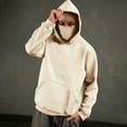 thumbnail image 1 of Balaclava Hoodies for Men with Front Pocket and Mask Fleece Lined Sweatshirts Mens Solid Color Long Sleeve Pullover Double Hood Streetwear Hoodie Tops, 1 of 5