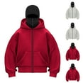 thumbnail image 1 of Balaclava Hoodies for Men Zip Up Long Sleeve Lightweight Jackets Hooded Y2K Sweatshirts Fleece Windproof Jacket Motor Bicycle Face Mask Hoodie with Pockets, 1 of 3