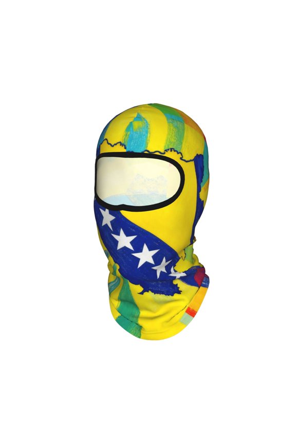 Balaclava Mask Print Full Face Mask Art Bosnian Map Flag Neck Gaiter Sun Protection Face Cover Mask Windproof Ski Mask